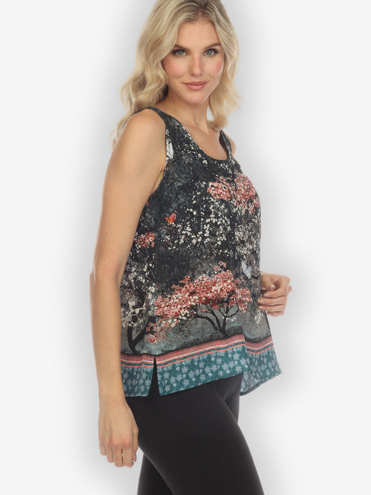 Sakura Night Silk Tank Top