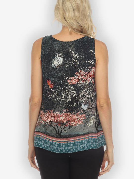 Sakura Night Silk Tank Top