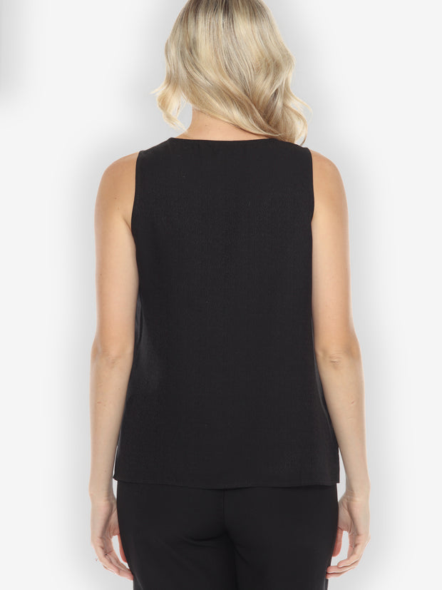 Silk Blend Tank Top in Black