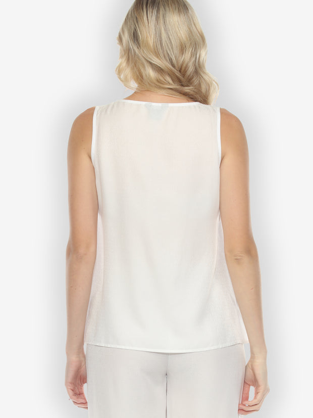 Solid White Silk Blend Tank Top