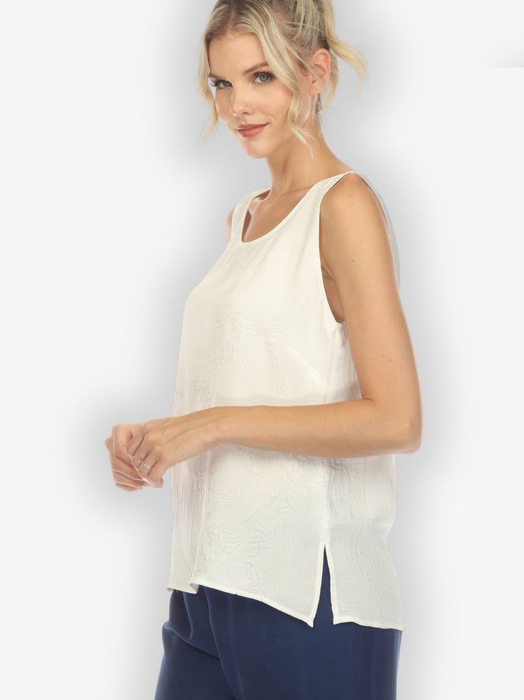 Solid White Silk Tank Top