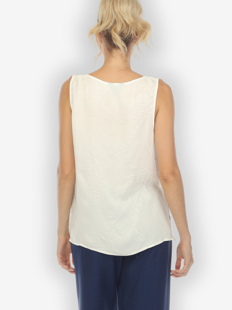 Solid White Silk Tank Top