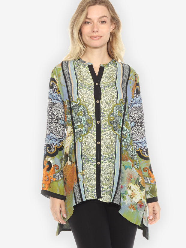 Butterfly Radiance Glow Silk Top - S