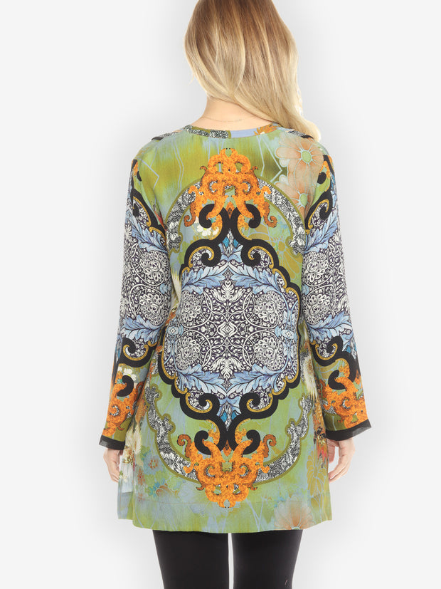 Butterfly Radiance Glow Silk Top - S
