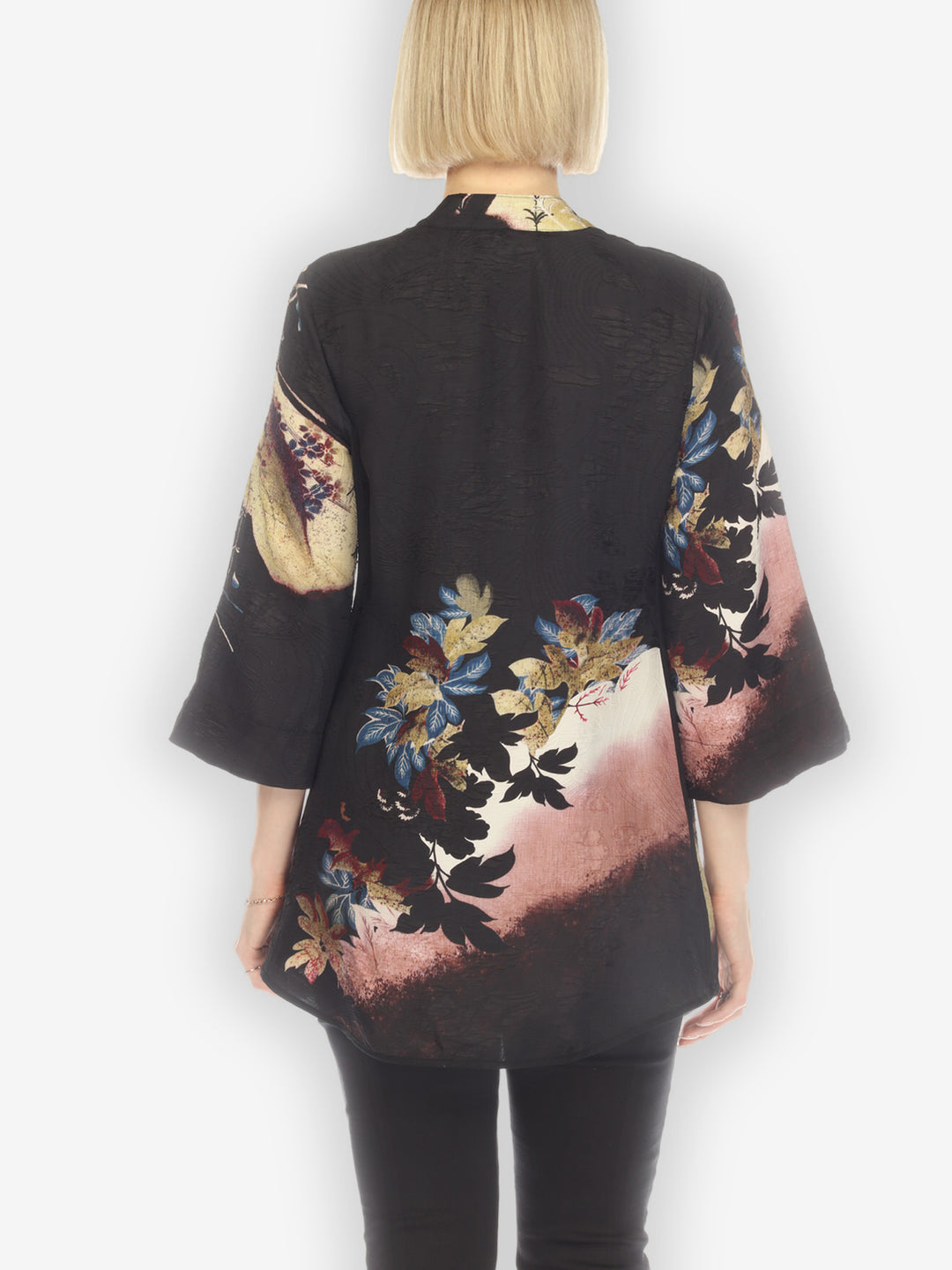 Butterfly Landscape Placement Silk Tummy Tuck Blouse