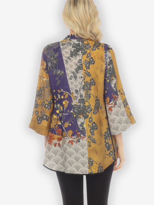 Bohemian Mixed Art Silk Tummy Tuck Shirt