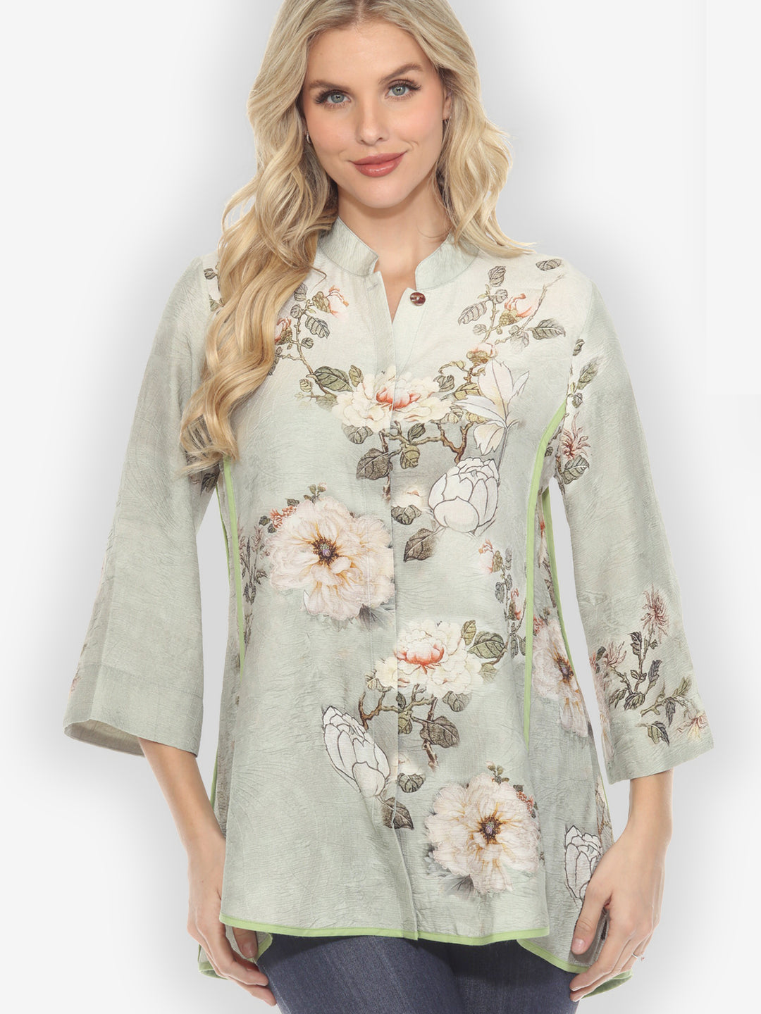 Baby White Peony Silk Tummy Tuck Shirt
