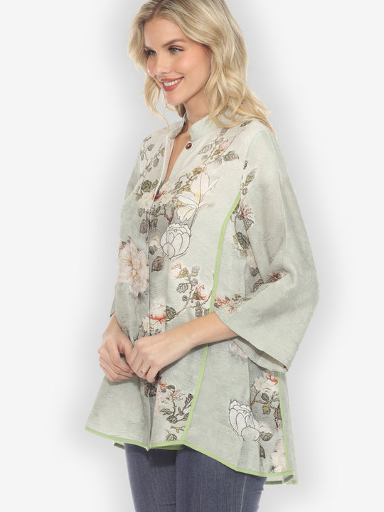 Baby White Peony Silk Tummy Tuck Shirt