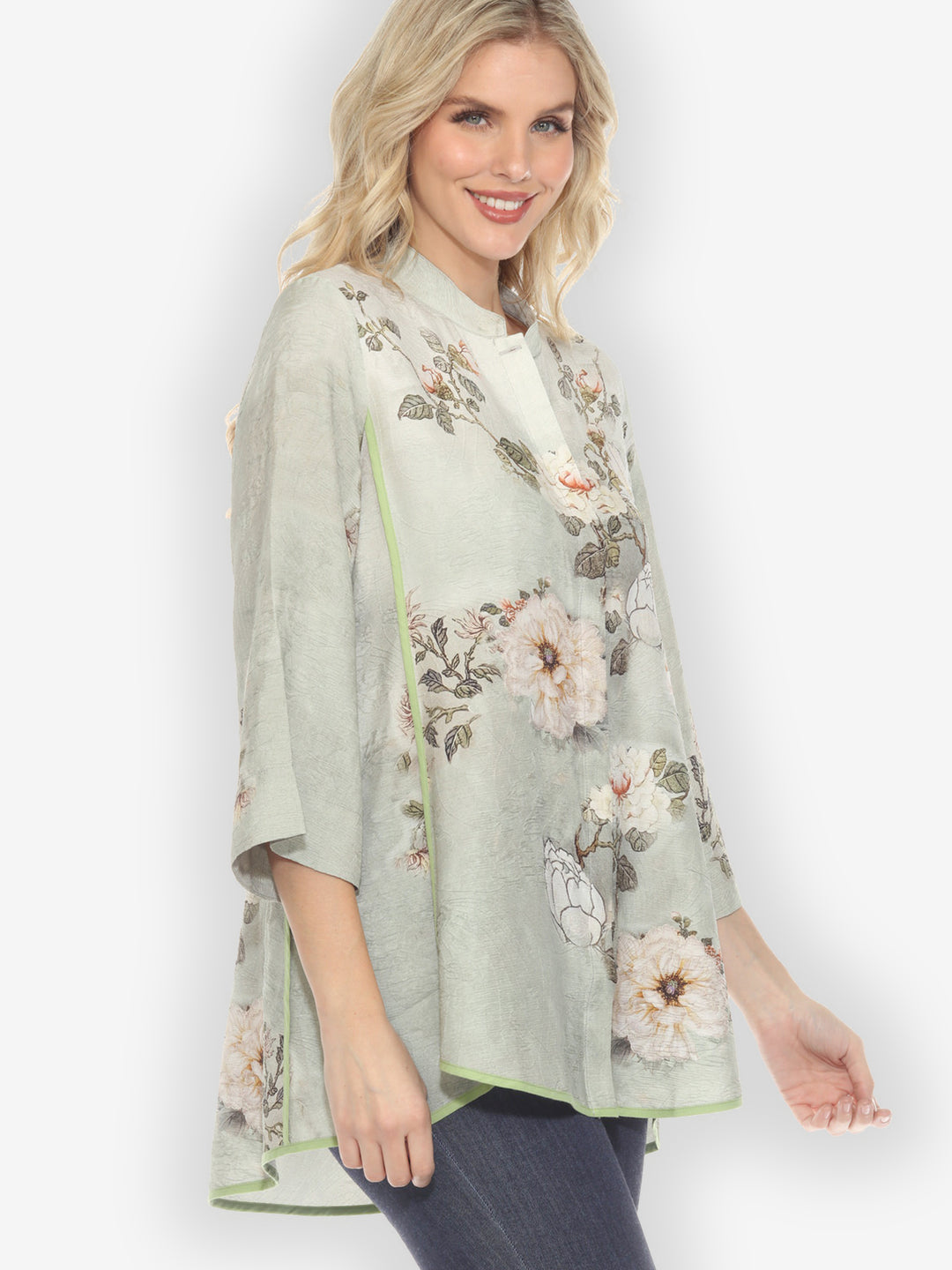 Baby White Peony Silk Tummy Tuck Shirt