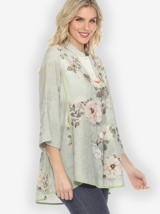 Baby White Peony Silk Tummy Tuck Shirt