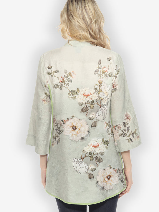 Baby White Peony Silk Tummy Tuck Shirt