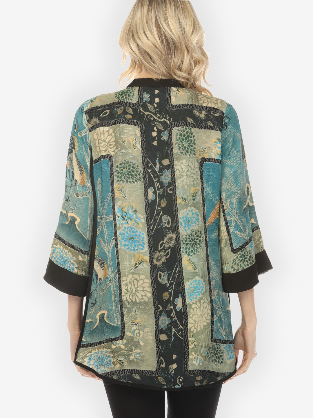 Crane Bamboo Floral Engineered Tummy Tuck Silk Shirt