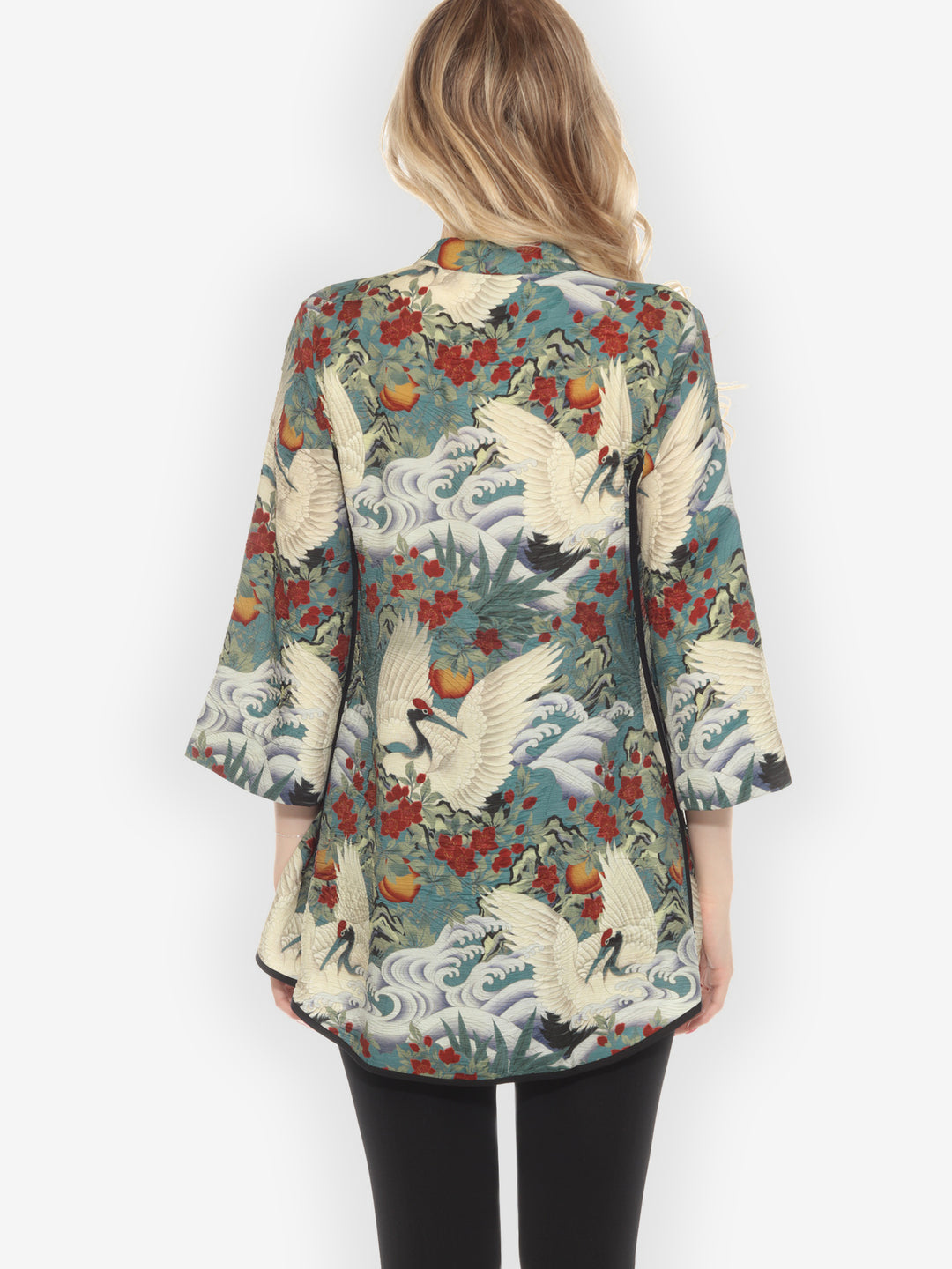 Crane in Jungle Silk Tummy Tuck Shirt