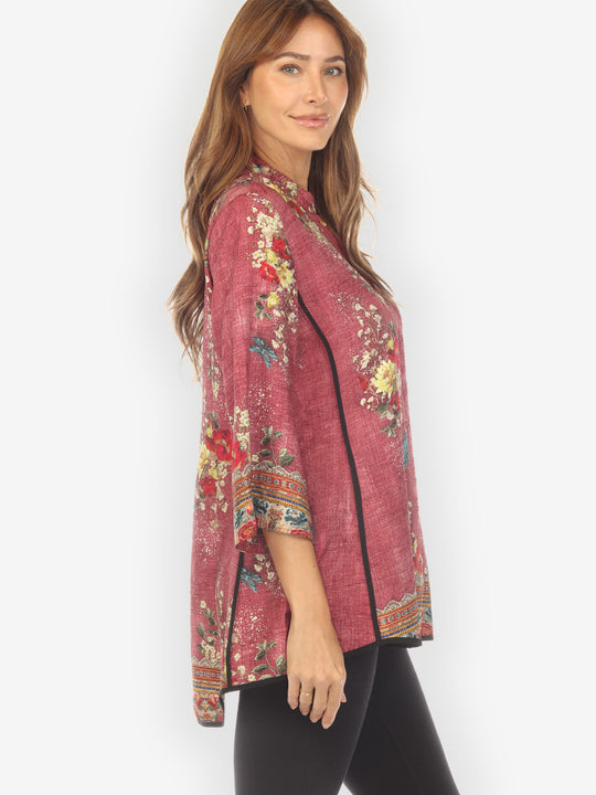 Dragonfly and Waterlilies Silk Tummy Tuck Shirt