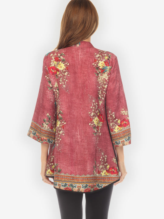 Dragonfly and Waterlilies Silk Tummy Tuck Shirt