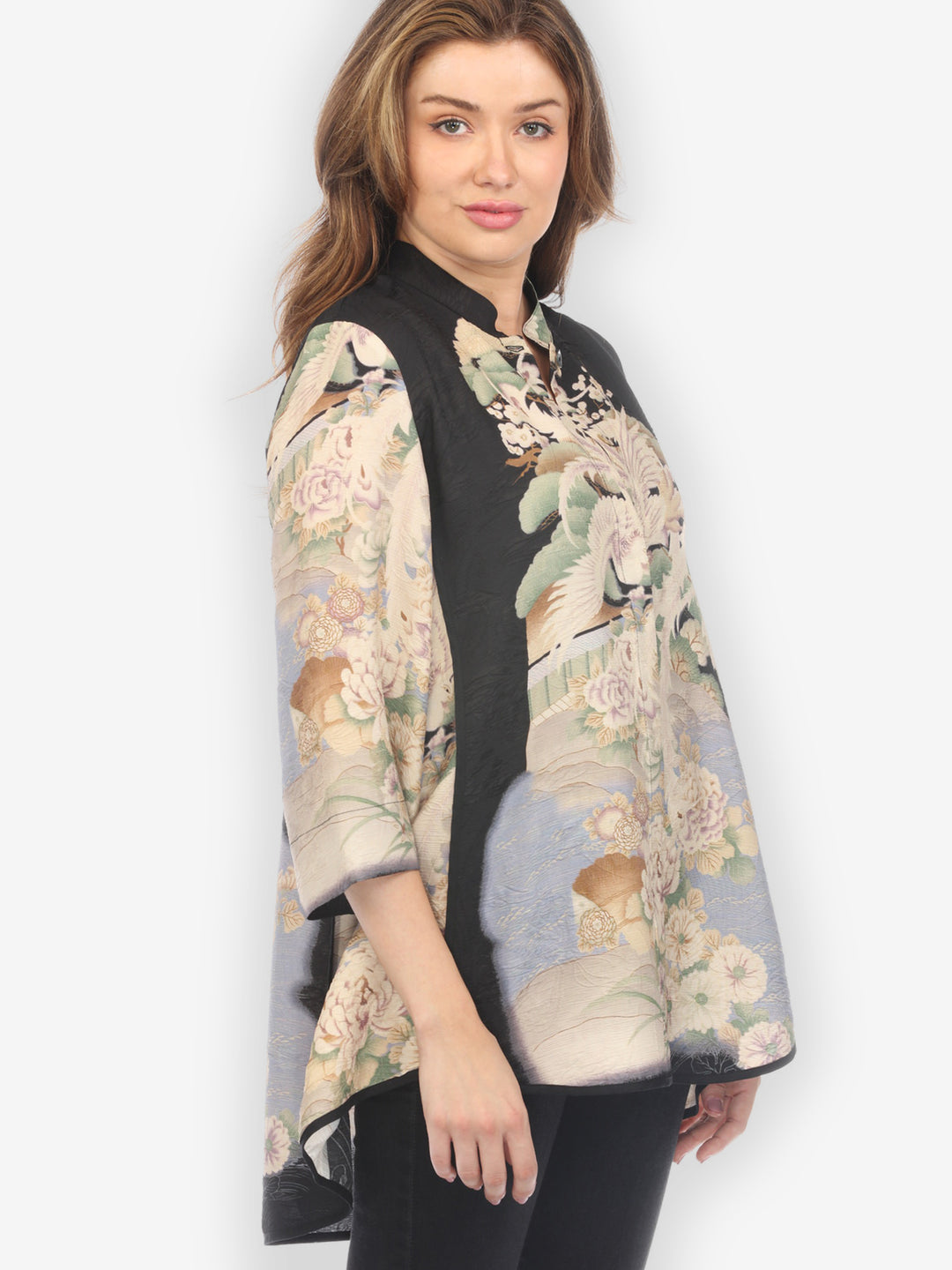Edo Art Design Silk Tummy Tuck Shirt