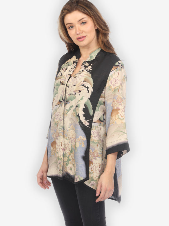 Edo Art Design Silk Tummy Tuck Shirt