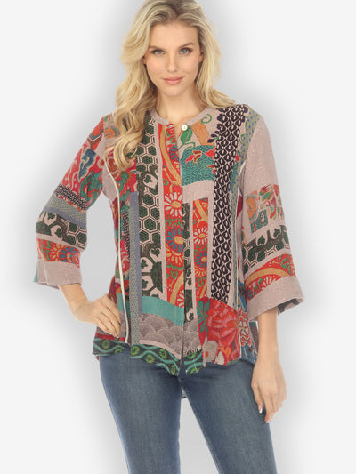 Exotic Art Lavender Haze Silk Tummy Tuck Shirt
