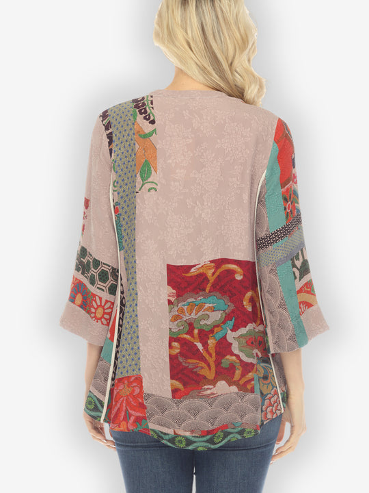 Exotic Art Lavender Haze Silk Tummy Tuck Shirt
