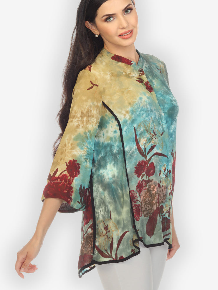 Flowers in the Pond Hand Dyed Tummy Tuck Blouse
