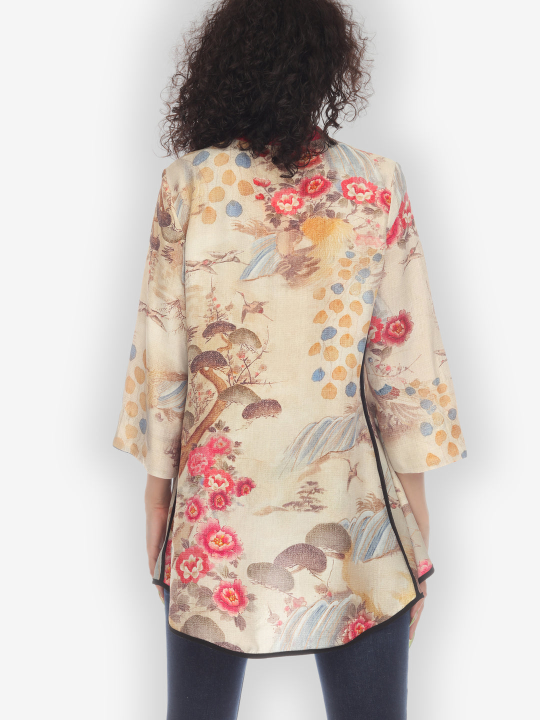 Kimono Art Design Silk Tummy Tuck Blouse