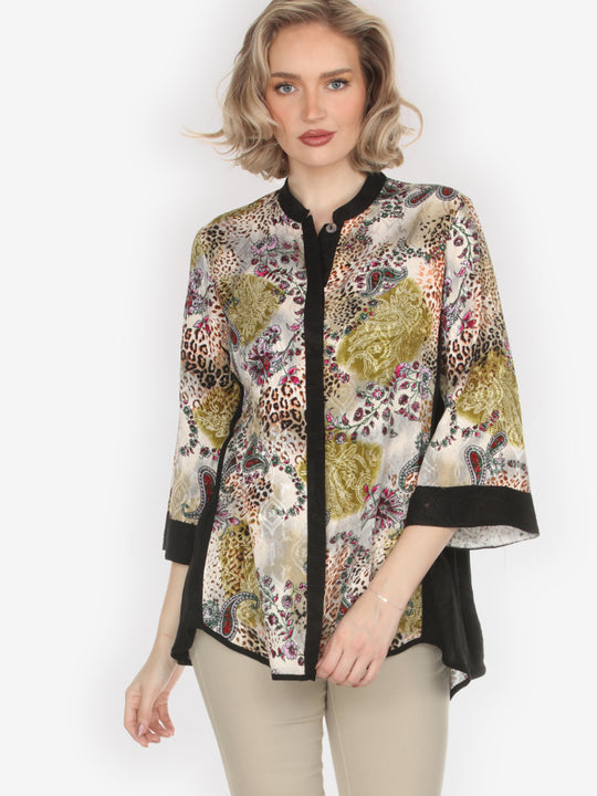 Luxurious Paisley Leopard Tummy Tuck Shirt