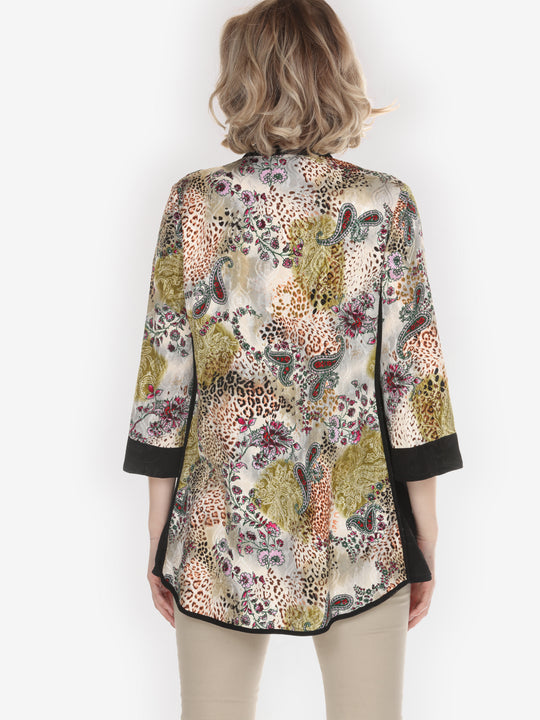 Luxurious Paisley Leopard Tummy Tuck Shirt