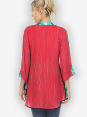 Lotus Sunny Breeze Red Silk Blouse