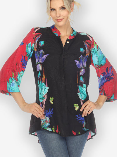 Lotus Sunny Breeze Red Silk Blouse
