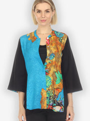 Magical Butterfly in Blue Silk Blouse