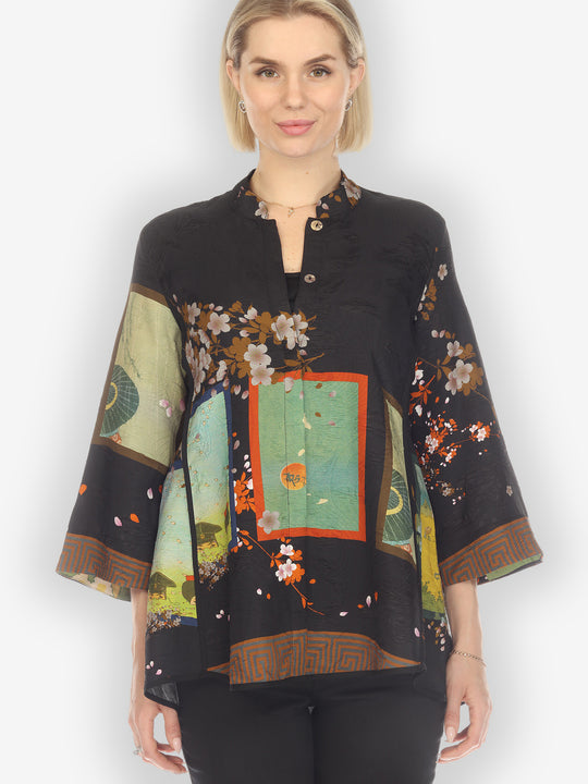 Postcards from Her Silk Tummy Tuck Blouse