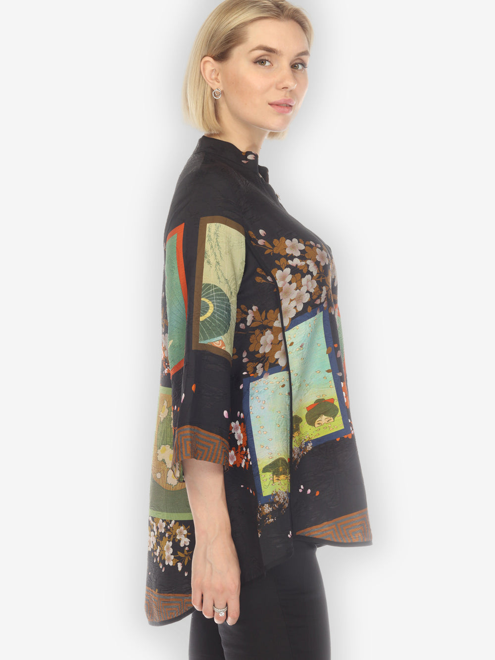 Postcards from Her Silk Tummy Tuck Blouse