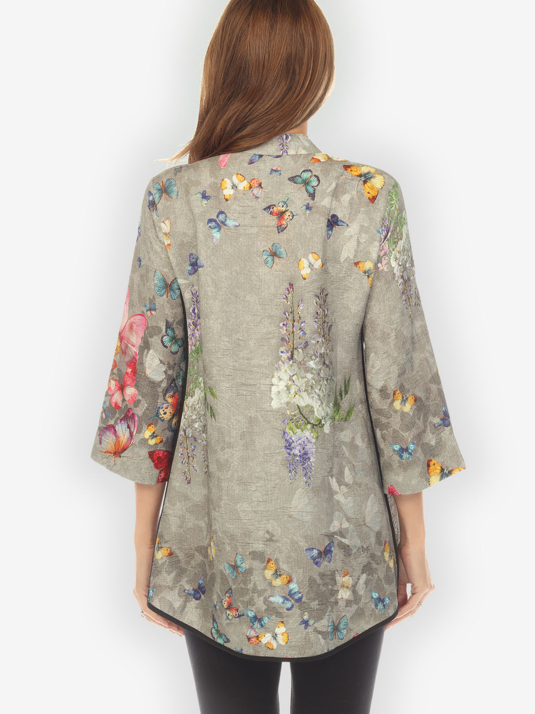 Swarm of Butterflies Silk Tummy Tuck Shirt