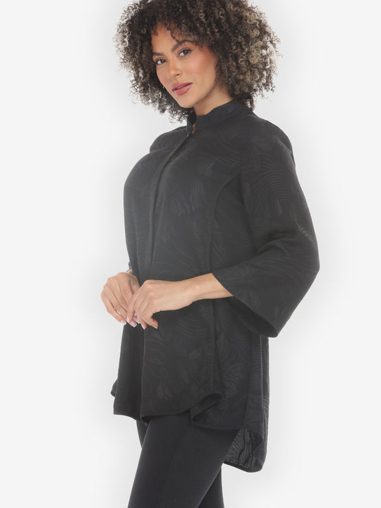 Solid Black Silk Tummy Tuck Shirt