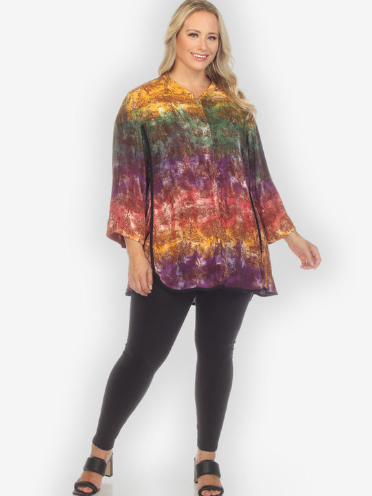 French Rainbow Dye Tummy Tuck Blouse
