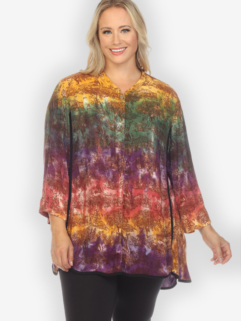 French Rainbow Dye Tummy Tuck Blouse