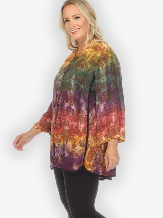 French Rainbow Dye Tummy Tuck Blouse