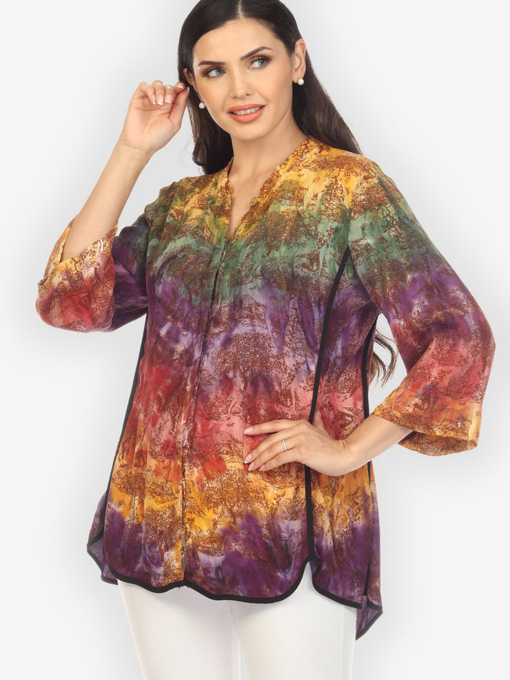 French Rainbow Dye Tummy Tuck Blouse