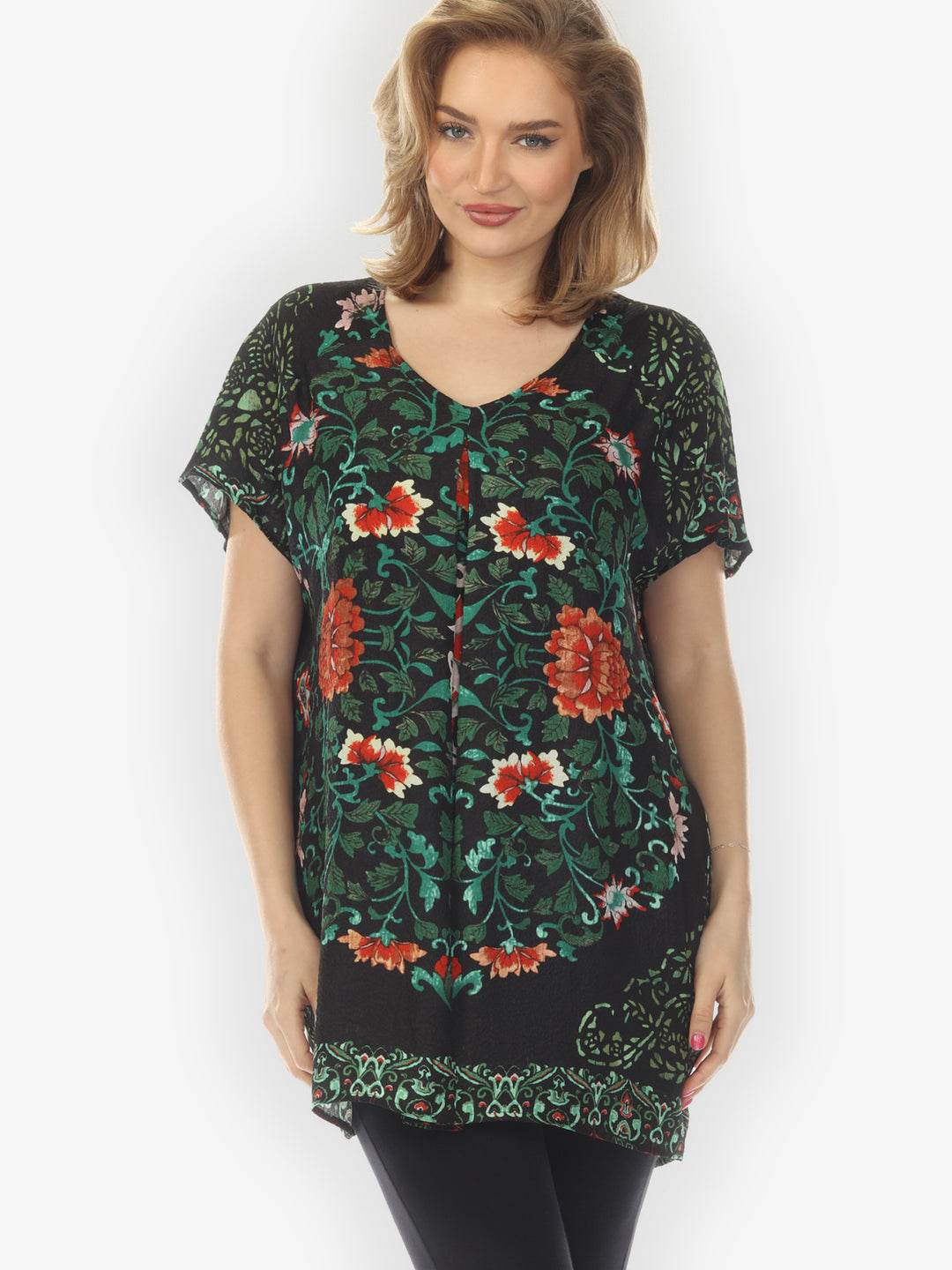 Floral Leafy Vines Pullover Tunic - XL