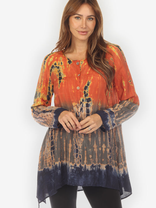 Ombre Tie Dye Tunic Blouse - XS