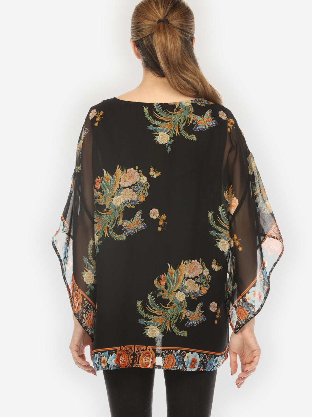 Butterfly Flowers Phoenix Double Layer Silk Top