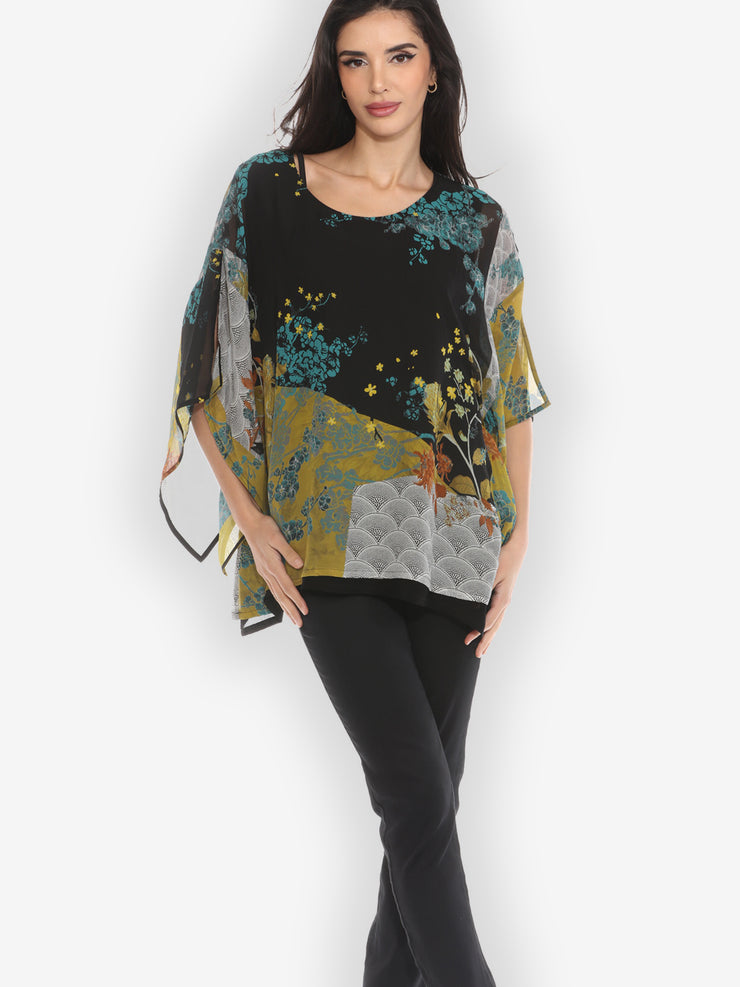 Bohemian Mixed Art Double Layer Silk Top