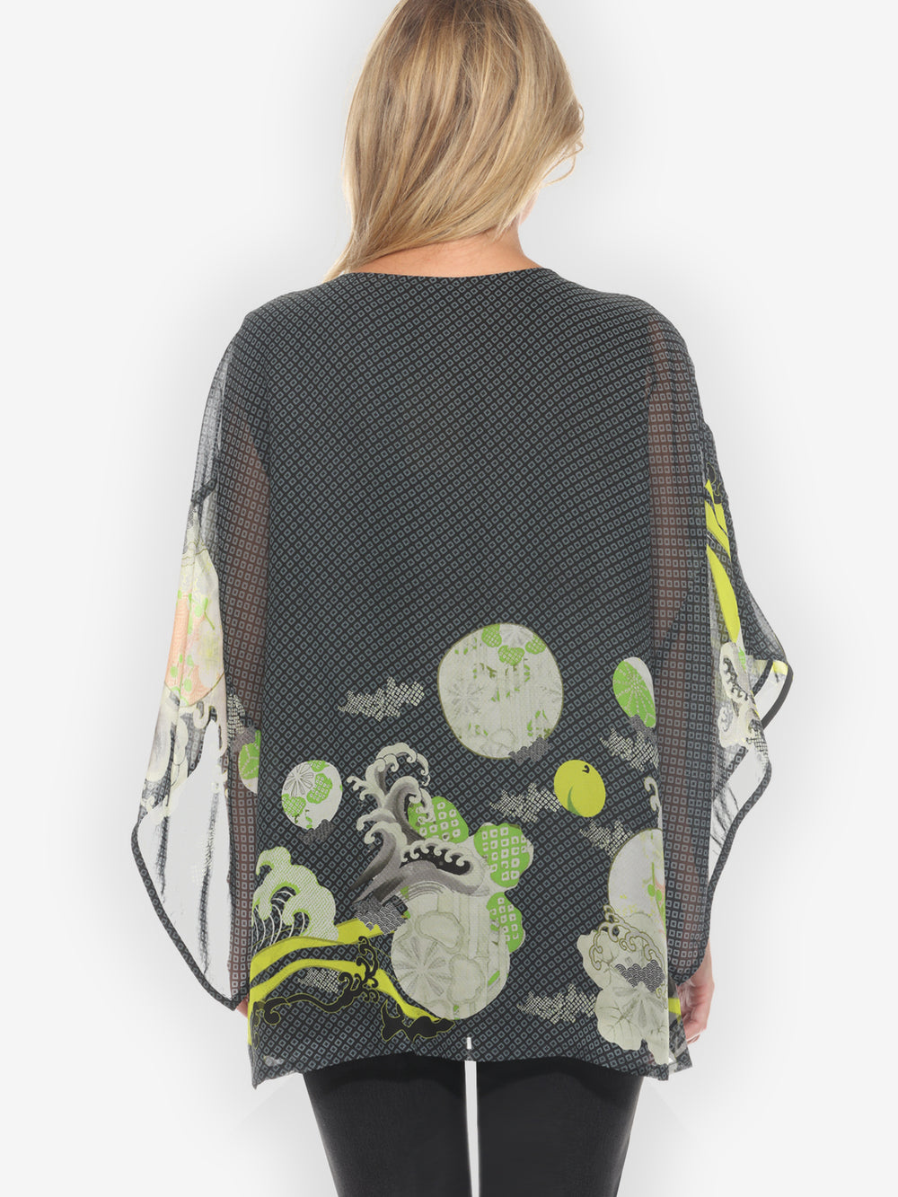 Ocean Wave Royal Lime Double Layer Silk Top