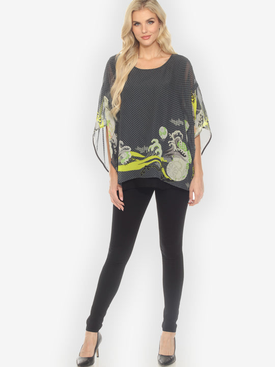 Ocean Wave Royal Lime Double Layer Silk Top