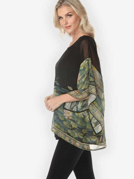 Peaceful Lotus Pond Double Layer Silk Top