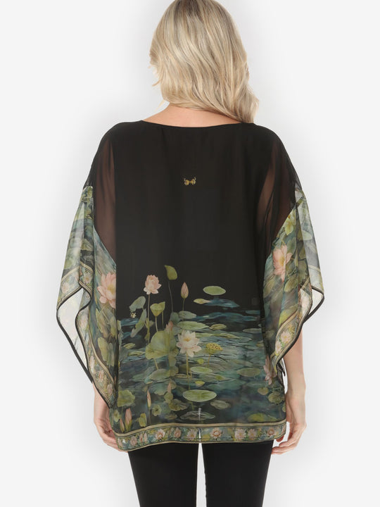 Peaceful Lotus Pond Double Layer Silk Top