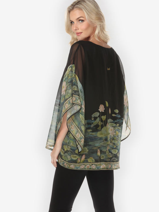Peaceful Lotus Pond Double Layer Silk Top