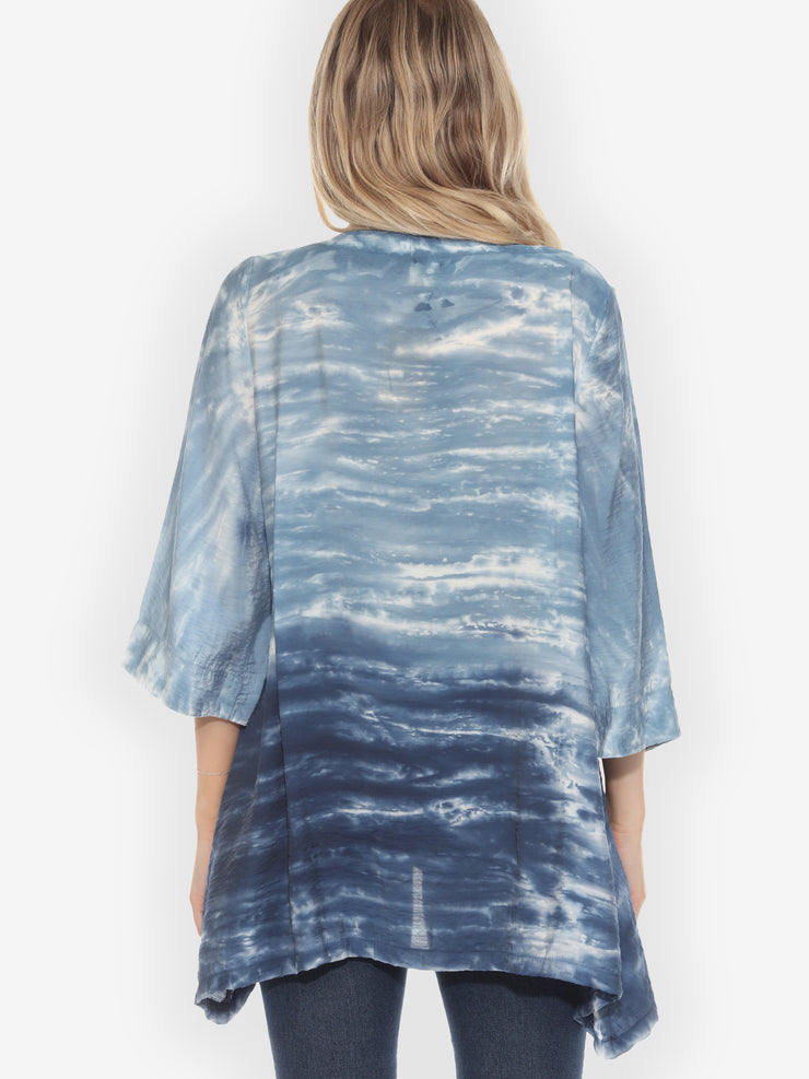 Ocean Blue Ombre Tie Dye Top - L