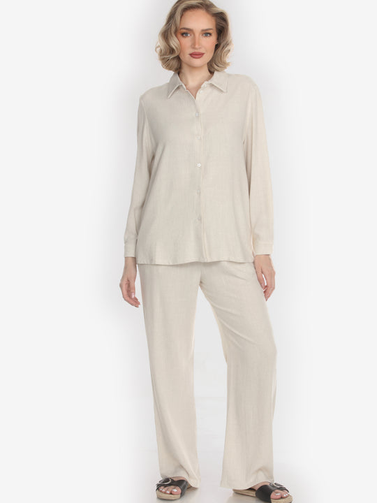 Solid Linen Tencel in Cream Pant