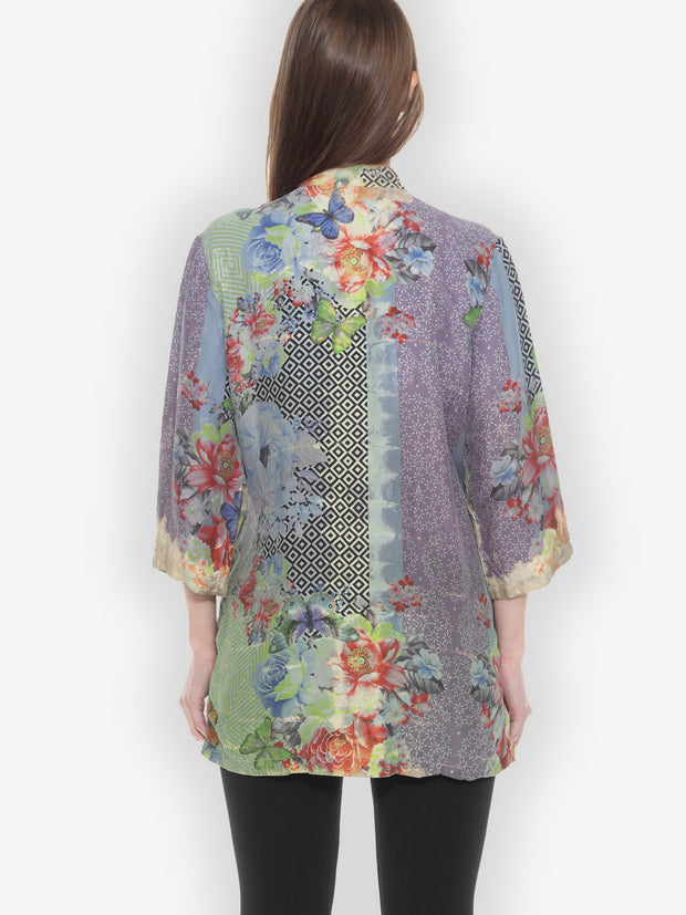 Sage Garden Rose Tie Dye Blouse - M